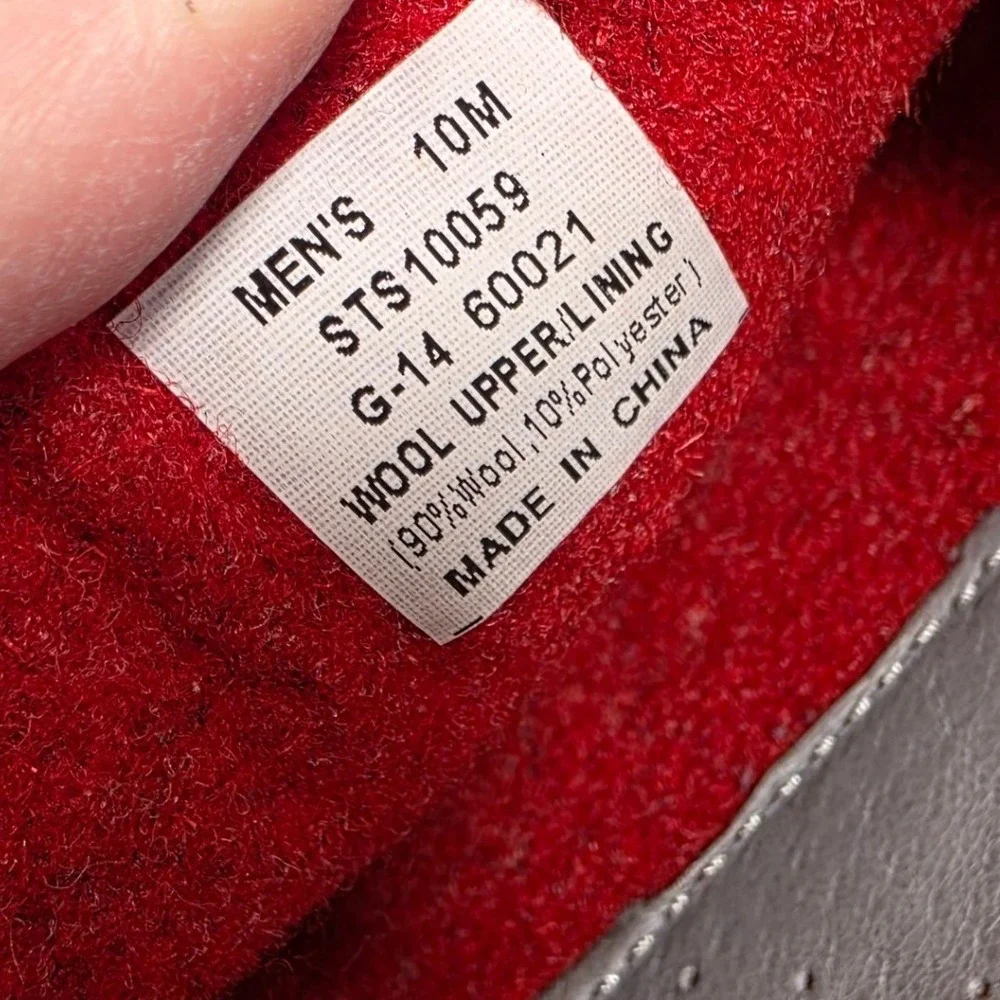 Sperry Top Sider Men Wool Outer & Lined Boat Shoes Gray Red Size‎ 10 M STS10059